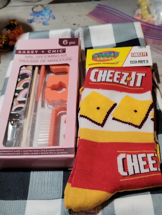 Other - Sassy + Chic Nail Grooming Kit & Cheez-It Novelty Socks